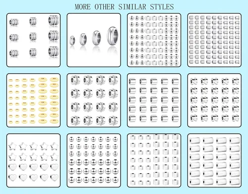 Miniatura 5 de 160pcs 0.157 in 0.197 in 0.236 in 0.315 in acero inoxidable plano redondo cuentas espaciadores joyería hallazgos accesorios para hacer pulseras