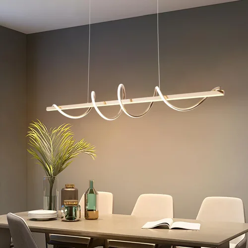 Miniatura 2 de Lámpara Colgante Moderna - Candelabro LED Dorado para Comedor con Giro Creativo en Forma de Serpiente - Iluminación LED Galvanizada en Oro para Isla