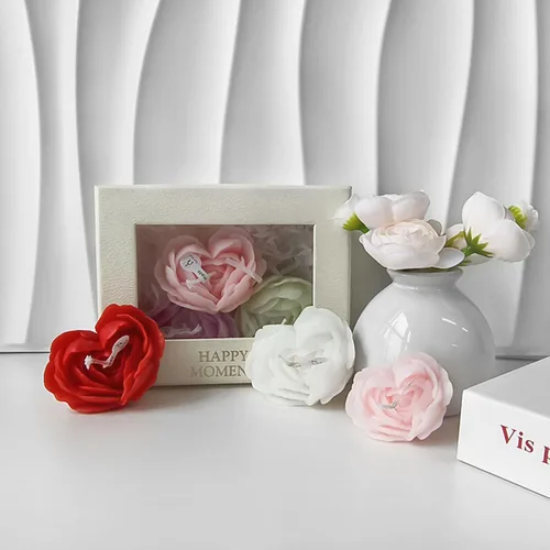 Miniatura 5 de 2 paquetes de moldes para velas en forma de corazón, moldes de silicona en forma de corazón y rosa para velas, moldes para velas de rosa