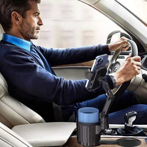 Miniatura 4 de Soportes para teléfono para portavasos de tu automóvil, soporte para teléfono celular 2 en 1 con soporte para tazas, base expandible, cuello