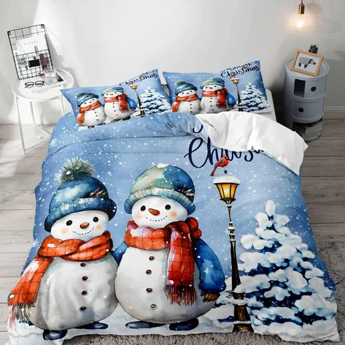 Miniatura 26 de LUVIVIHOME Juego de 3 Piezas de Funda de Edredón de Navidad Tamaño Queen, Juegos de Ropa de Cama, Funda de Edredón a Cuadros Búfalo Negro y Rojo