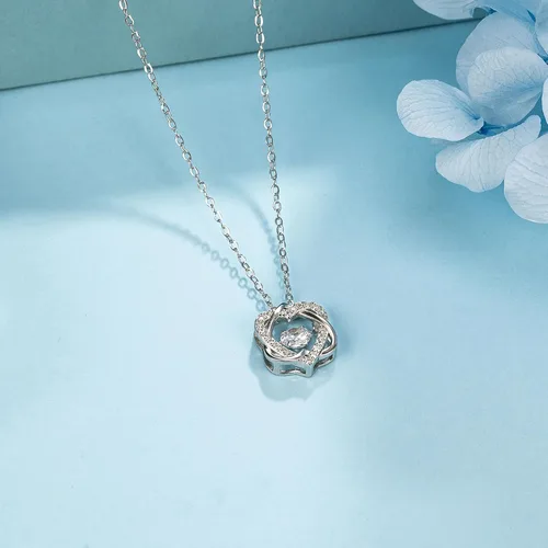 Miniatura 6 de Collar de plata de ley con 2 corazones entrelazados, regalo de madrina femenina para ahijada, bautismo, primera confirmación, Pascua, graduación