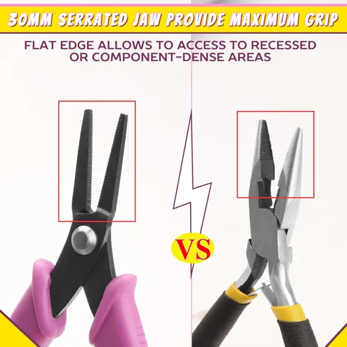 Miniatura 5 de SPEEDWOX Alicates largos de punta puntiaguda con dientes de 5.5 pulgadas, alicates de punta de cadena, alicates de punta larga para hacer joyas
