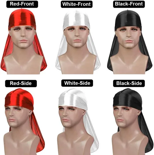 Miniatura 33 de Premium Durag Pack for Men, Silky Doo Rag for 360 540 720 Waves