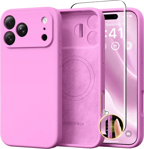 Miniatura 34 de GolbinBox Funda magnética para iPhone 17, compatible con MagSafe, cubierta de silicona integrada para control de cámara, funda de silicona líquida a