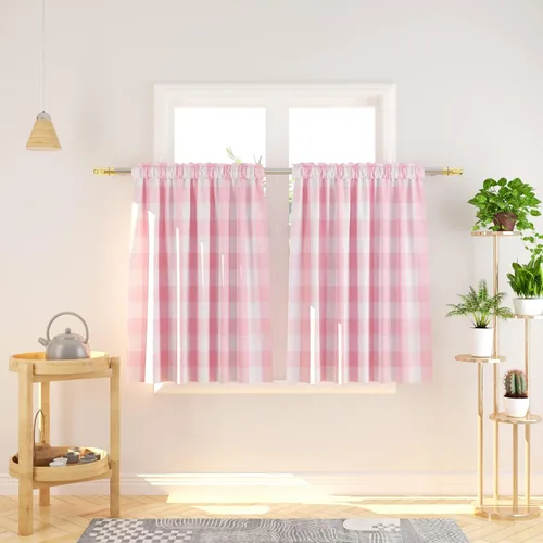 Miniatura 18 de Cenefas de cortina para ventana de 16 pulgadas de largo, 2 paneles de cuadros búfalo, cortinas pequeñas con bolsillo para barra, estilo clásico