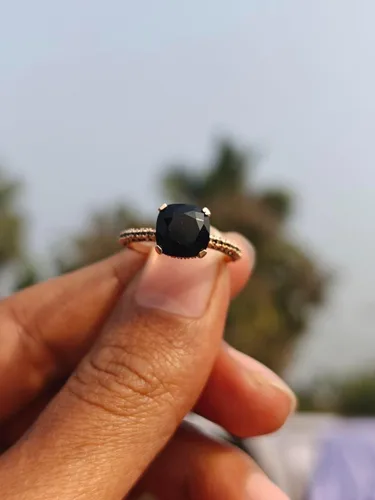 Miniatura 4 de SilverDia - Anillo de compromiso de 2 quilates con diamantes de ónix negro con doble halo oculto, anillo de compromiso delicado de media eternidad