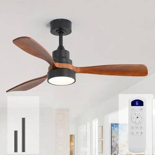 Miniatura 29 de Sofucor Ventiladores de techo de 52 pulgadas, sin luz, ventilador de techo para exteriores con control remoto, motor CC reversible de 3 cuchillas