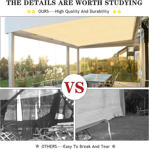 Miniatura 7 de Tela de Sombra Solar para Exteriores 90%, 10' x 20', Pérgola, Terraza y Patio Trasero con Protección UV, Material HDPE Resistente al Calor, Ojales