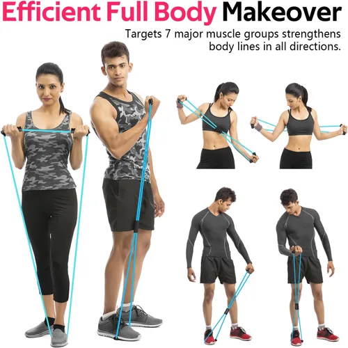 Miniatura 5 de RENRANRING Bandas de Resistencia de Fitness en Forma de 8 con Asas - Juego de 3 Bandas de Tubo de Ejercicio para Estiramiento de Brazos y Hombros