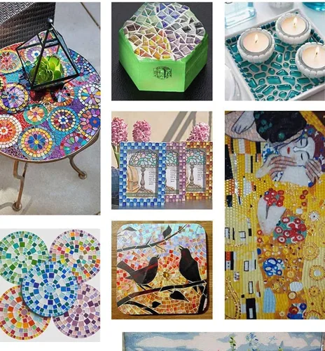 Miniatura 4 de BTMIEY Azulejos de mosaico de cristal de color mixto, 200 unids/bolsa Azulejos de mosaico de vidrio cuadrado para manualidades Proveedor de azulejos