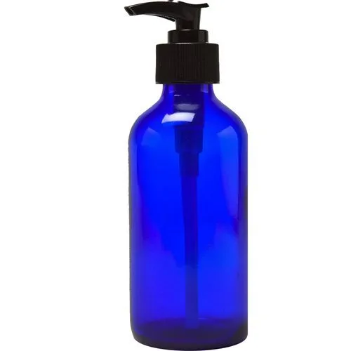 Perfume Studio - Botella dispensadora de loción de 8 onzas, dispensador de loción/jabón de vidrio azul cobalto con dispensador negro (1 unidad)