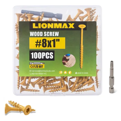 Miniatura 20 de LIONMAX Tornillos para madera de 1 pulgada, tornillos de cubierta #8 x 1, 1000 unidades, resistentes a la corrosión, revestimiento epoxi, tornillo