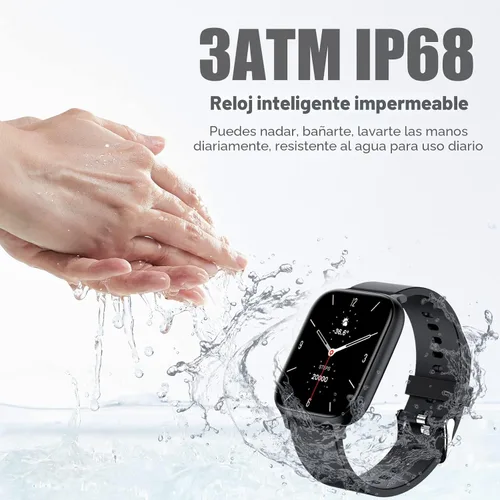 Miniatura 6 de Reloj inteligente para hombres y mujeres, compatible con iPhone, Samsung, teléfono Android, pantalla táctil completa de 1.83 pulgadas, IP68, Negro