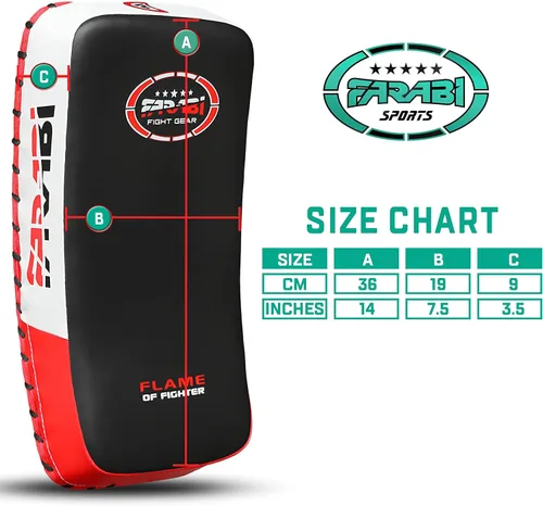 Miniatura 5 de Farabi Thai Pad Kick Pad - Almohadilla curvada para entrenamiento y artes marciales, 1 unidad individual Rojo