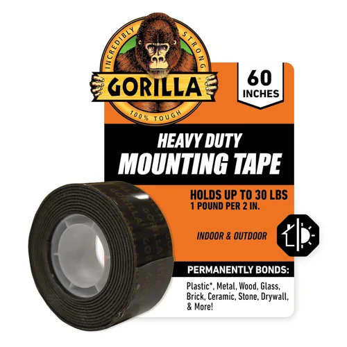 Miniatura 10 de Gorilla - Cinta de montaje resistente de doble cara; resistente a la intemperie; 1 x 60 pulgadas; negro; (paquete de 2)