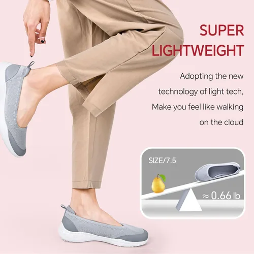 Miniatura 5 de HONHOLD Zapatos para caminar para mujer, cómodos, de punto, planos, para enfermera, trabajo, zapatos de vestir casuales