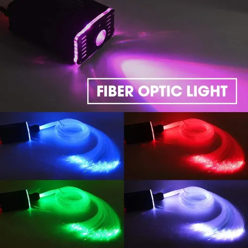 Miniatura 4 de GIDERWEL Luz inteligente de fibra óptica controlada por aplicación, kit de techo RGBW Starlight con control remoto, 200 cables de fibra óptica