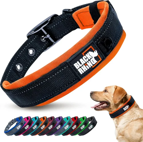 Miniatura 8 de Collares para perros Black Rhino para perros medianos - Collar de perro ajustable reflectante resistente con acolchado de neopreno ultra suave