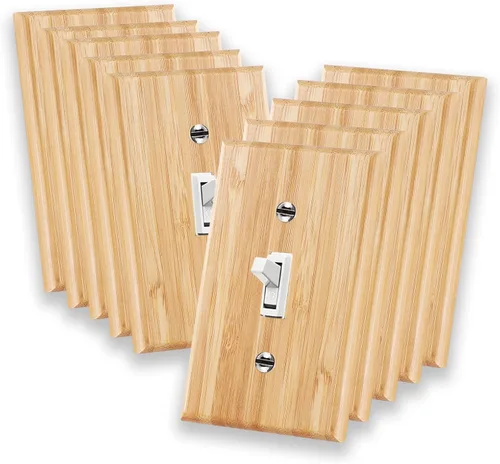 10 Piezas Placas de Interruptor de Luz de Palanca Simple de Madera 4.5" X 2.76" Placa de Pared de Madera Natural Cubierta de Interruptor de Luz de