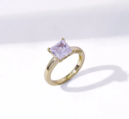 Miniatura 5 de Tienda Collection Anillo solitario de plata de ley chapada en platino o oro con circonita infinita de elementos