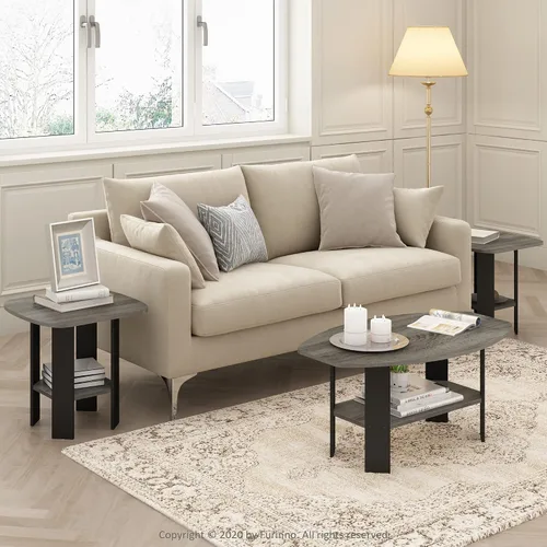 Miniatura 2 de FURINNO - Mesita auxiliar de diseño sencillo Roble Francés/Negro