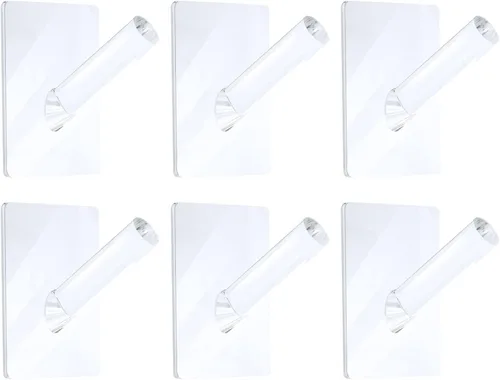 Miniatura 7 de Jetec 6 ganchos acrílicos negros para sombreros para pared, resistentes para colgar abrigos, ropa, toallas, gancho autoadhesivo, organizador