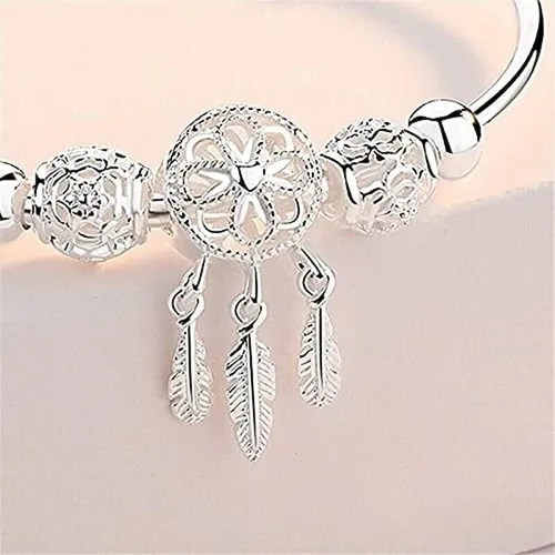 Miniatura 5 de Ounmax Pulsera de plata de ley 925 hecha a mano vintage con atrapasueños, pulsera ajustable tallada para regalo para mujeres en cumpleaños