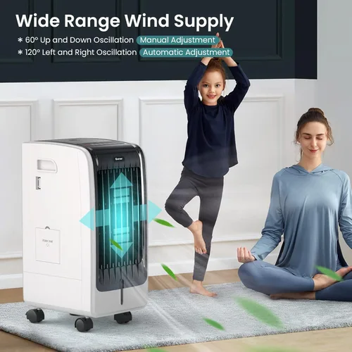 Miniatura 9 de COSTWAY Enfriador de aire evaporativo portátil para habitación, enfriador de aire portátil 3 en 1 con control remoto, temporizador de 8 horas, 2