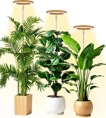 Miniatura 14 de yadoker 72 LEDs Luz de cultivo de plantas para plantas de interior, Luz de escritorio de aluminio con grano de madera de nogal LED, Altura