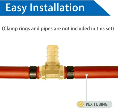 Miniatura 3 de Hooshing 5 unids 1/2 pulgada Tee PEX montaje Soild latón Barb Crimp accesorios para manguera de tubo PEX