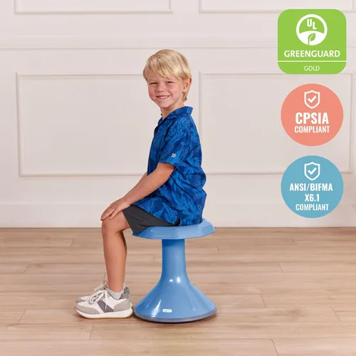 Miniatura 7 de ECR4Kids - Taburete oscilante ACE de compromiso de núcleo activo, altura del asiento de 15 pulgadas, asiento flexible, azul en polvo Azul polvoriento