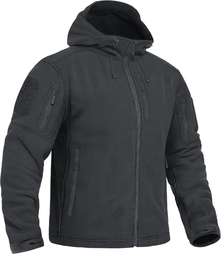 Miniatura 8 de CRYSULLY Chaqueta con capucha de forro polar táctica militar para hombre, chaqueta de caza, chaqueta de invierno, chaqueta cortavientos, chaqueta