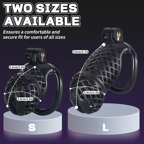 Miniatura 2 de Jaula de castidad masculina, dispositivo de castidad pequeño con anillos de 5 tamaños y sonido uretral para hombre, equipo de bondage,