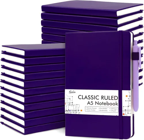 Miniatura 24 de Feela - Paquete de 24 cuadernos en blanco para el trabajo, cuaderno de negocios de tapa dura con líneas para escritura y soporte para bolígrafos