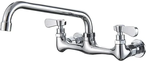 Miniatura 14 de modelo 4353 - Grifo de montaje en pared, grifo de cocina con boquilla giratoria de 8 pulgadas, cuello de cisne de 8 pulgadas, centro de 2 asas