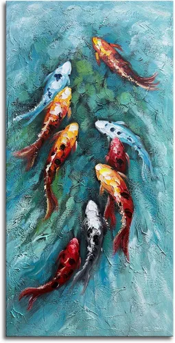 Miniatura 11 de zoinart Arte de pared 3D texturizado pintado a mano, 24 x 48 pulgadas, pinturas al óleo coloridas abstractas, arte de pared grande para decoración