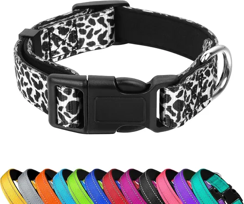 Miniatura 15 de Collar reflectante para perro, ajustable de neopreno suave acolchado de nailon para mascotas con hebilla para perros extra grandes, verde azulado
