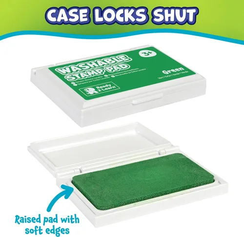 Miniatura 6 de READY 2 LEARN Almohadilla de sello lavable para niños, verde, almohadilla de tinta no tóxica para sellos, resistente a la decoloración, para decorar
