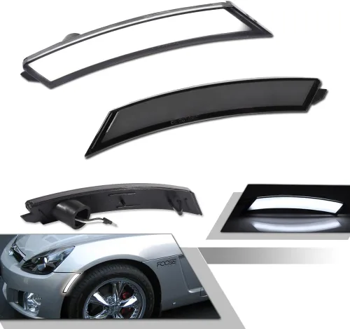 Miniatura 10 de Lámparas de Marca Lateral Delantera LED de Lente Ahumada Ámbar Compatibles con 2006-2010 Pontiac Solstice, 2007-2010 Saturn Sky Lente ahumada LED