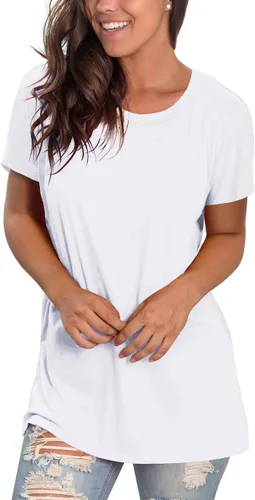 Miniatura 3 de Saloogoe Camisetas de verano de manga corta para mujer, holgadas, casuales, para entrenamiento, yoga, túnicas