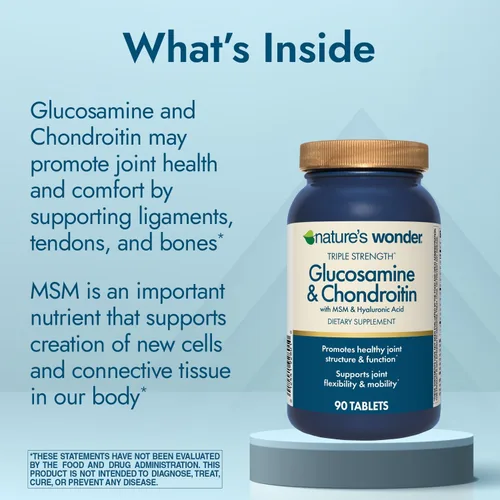 Miniatura 3 de Nature's Wonder Glucosamina Condroitina de Triple Fuerza con MSM y Ácido Hialurónico y Boswellia para la Salud de las Articulaciones, Apoya