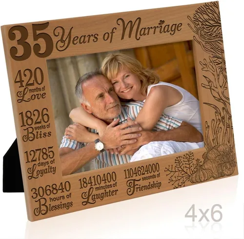 Miniatura 4 de KATE POSH Marco de fotos 35 años de matrimonio, aniversario tradicional de coral para marido y esposa, parejas (4 x 6 pulgadas, horizontal)