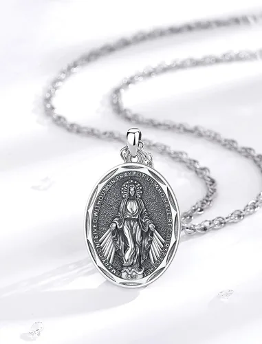 Miniatura 3 de INFUSEU Regalos religiosos únicos para hombres y mujeres, collares con colgante de San Miguel, San Cristóbal, San Benito, Virgen María