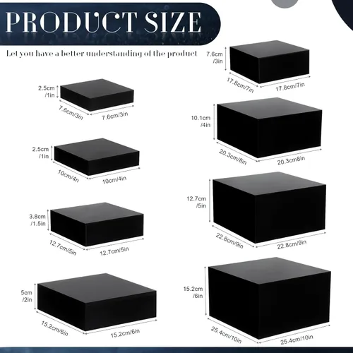 Miniatura 2 de Geelin Paquete de 8 elevadores acrílicos para buffet - Cajas cúbicas decorativas de 3 a 10 pulgadas, soportes de exhibición con fondos huecos
