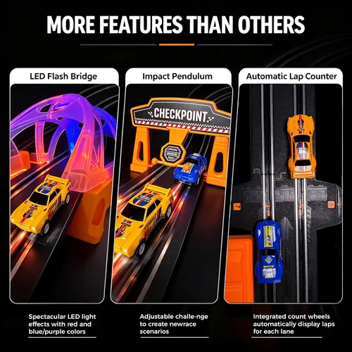 Miniatura 4 de Juegos de carreras de coches de tragamonedas con 4 coches de tragamonedas de alta velocidad, juego eléctrico de doble carreras con 2 controladores