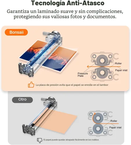 Miniatura 3 de Bonsaii Laminadora, máquina laminadora térmica de 9 pulgadas con tecnología Never Jam para documentos/pósters/fotos, máquina laminadora personal