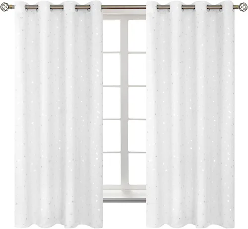 Miniatura 110 de BGment Cortinas opacas para dormitorio infantil, con aislamiento térmico, con ojales, estampado de estrellas plateadas, cortinas para oscurecer