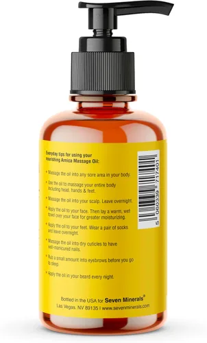Miniatura 6 de Aceite de masaje para músculos adoloridos de Seven Minerals con árnica para terapia de masaje - 4 oz - Ideal para masaje corporal profesional