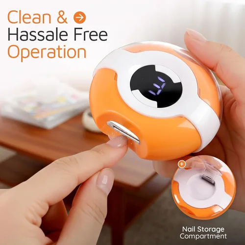 Miniatura 7 de Cortador de uñas eléctrico 2 en 1 y pulidor de uñas (naranja)